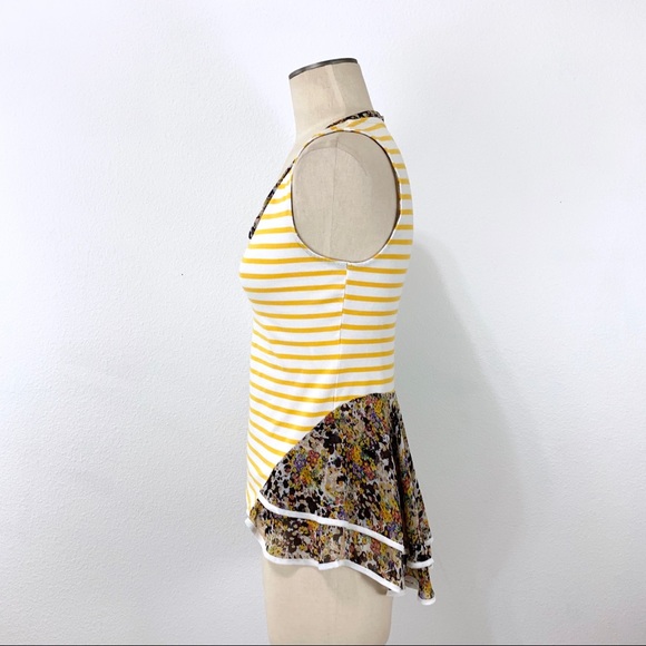 Anthropologie- Postmark Yellow Stripe Mix Top XS - Picture 3 of 7
